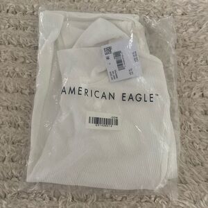 AE Long-Sleeve Cropped Hey Baby Mock Neck Tee - Size XL